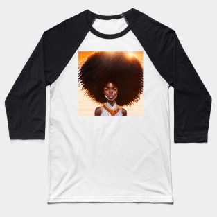 [AI Art] African sunset woman with big hair Baseball T-Shirt